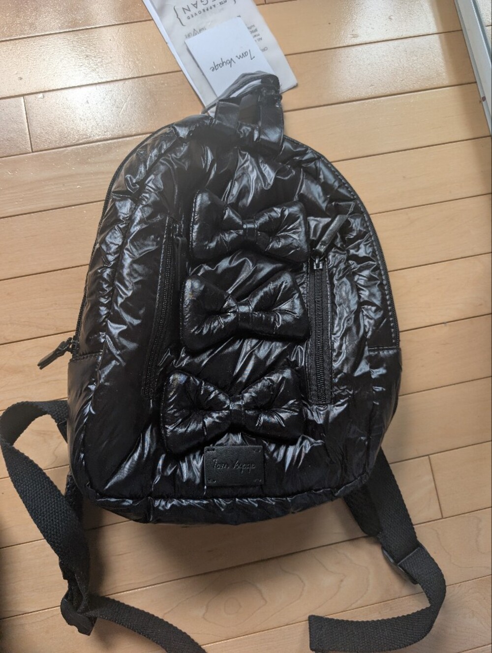 BNWT 7AM Enfant Black Bows Puffer Backpack MIDI